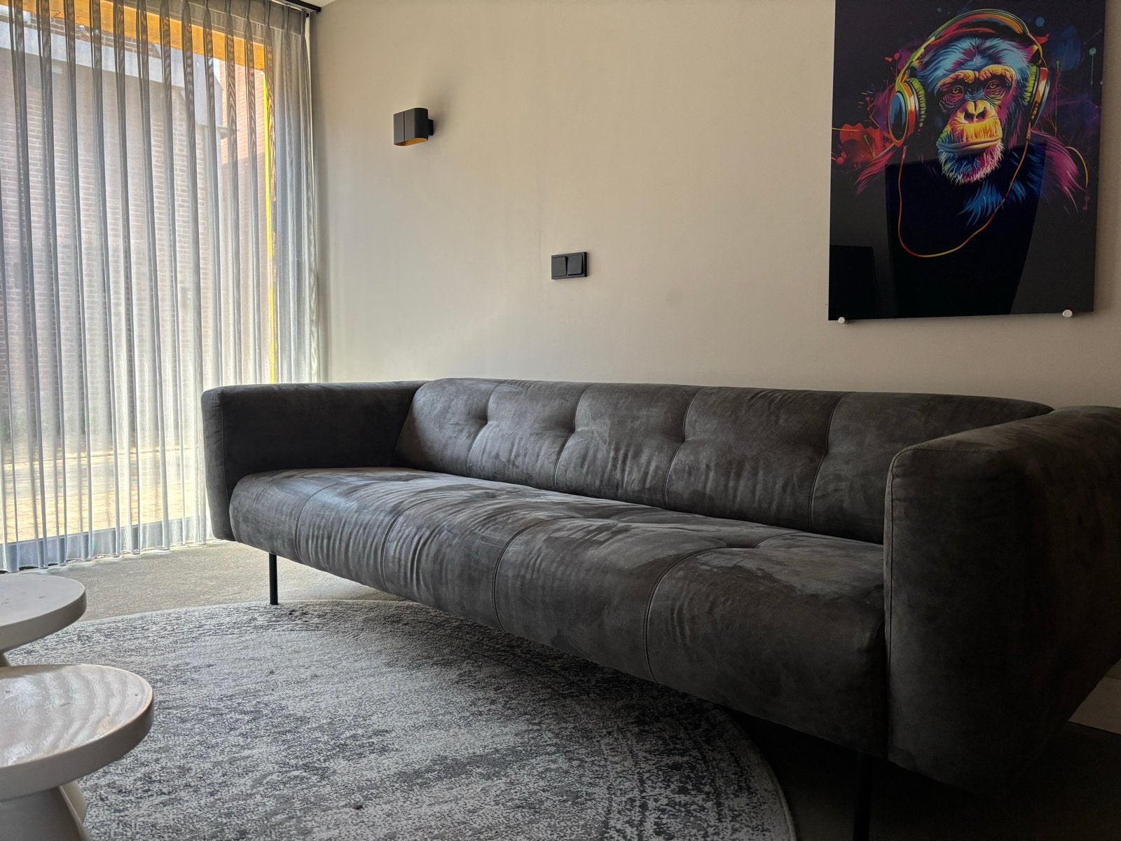 Moderne grijze bank - in goede staat, Ophalen, 250 tot 300 cm, 75 tot 100 cm, Zo goed als nieuw