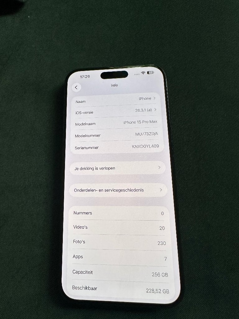 iPhone 15 Pro Max 256GB  – 89% batterij, 256 GB, 89 %, Blauw, IPhone 15 Pro Max