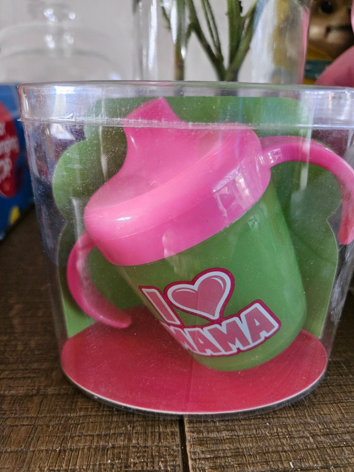 Groen/roze tuitbeker met 'I Love Mama' opdruk, Ophalen of Verzenden, Nieuw