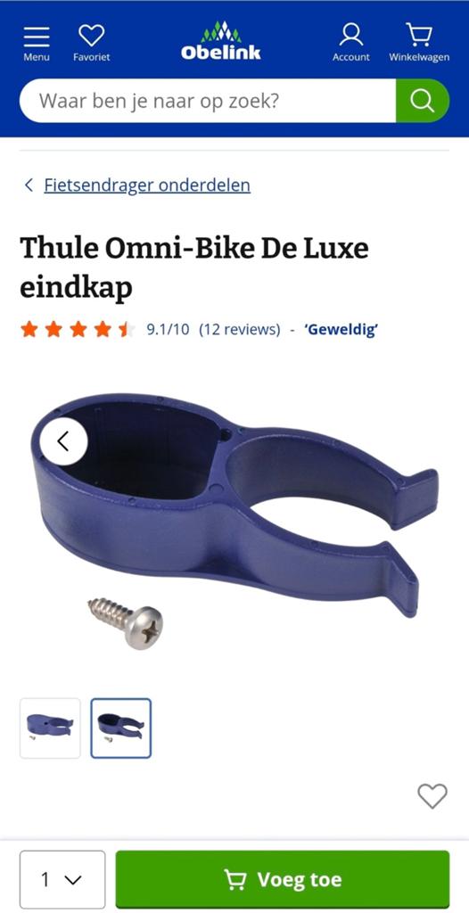 Thule Endcap Bikecarrier de Luxe, Auto diversen, Fietsendragers, Ophalen of Verzenden, Nieuw, Fietsendrager-accessoire