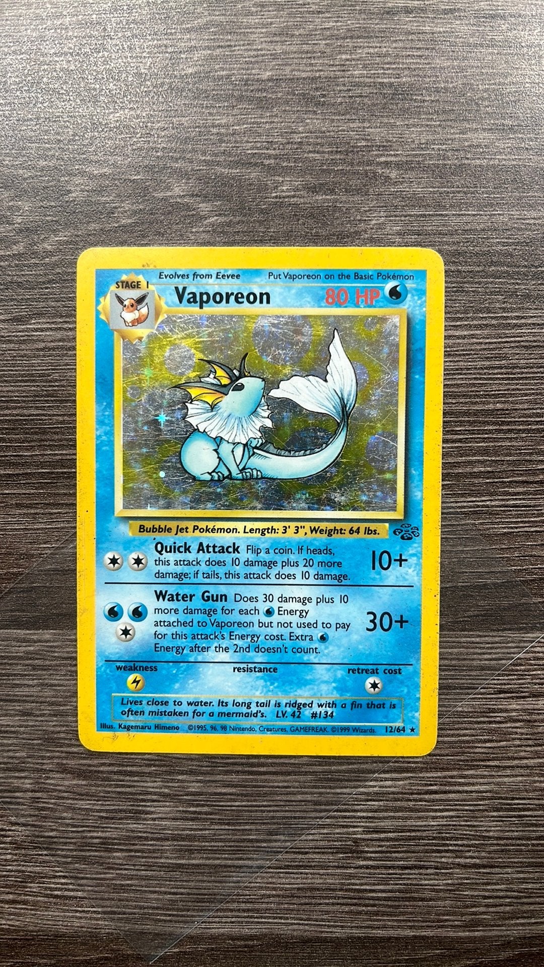 Vaporeon Holo Jungle, Ophalen of Verzenden, Zo goed als nieuw