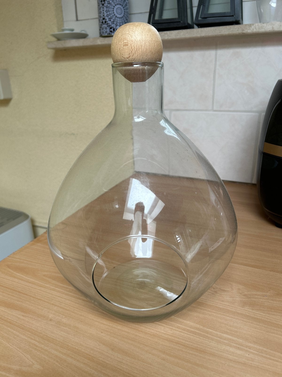 Glazen Tuintje met Houten Stop - Terrarium/Vaas, Ophalen, Meerkleurig, Zo goed als nieuw, Modern