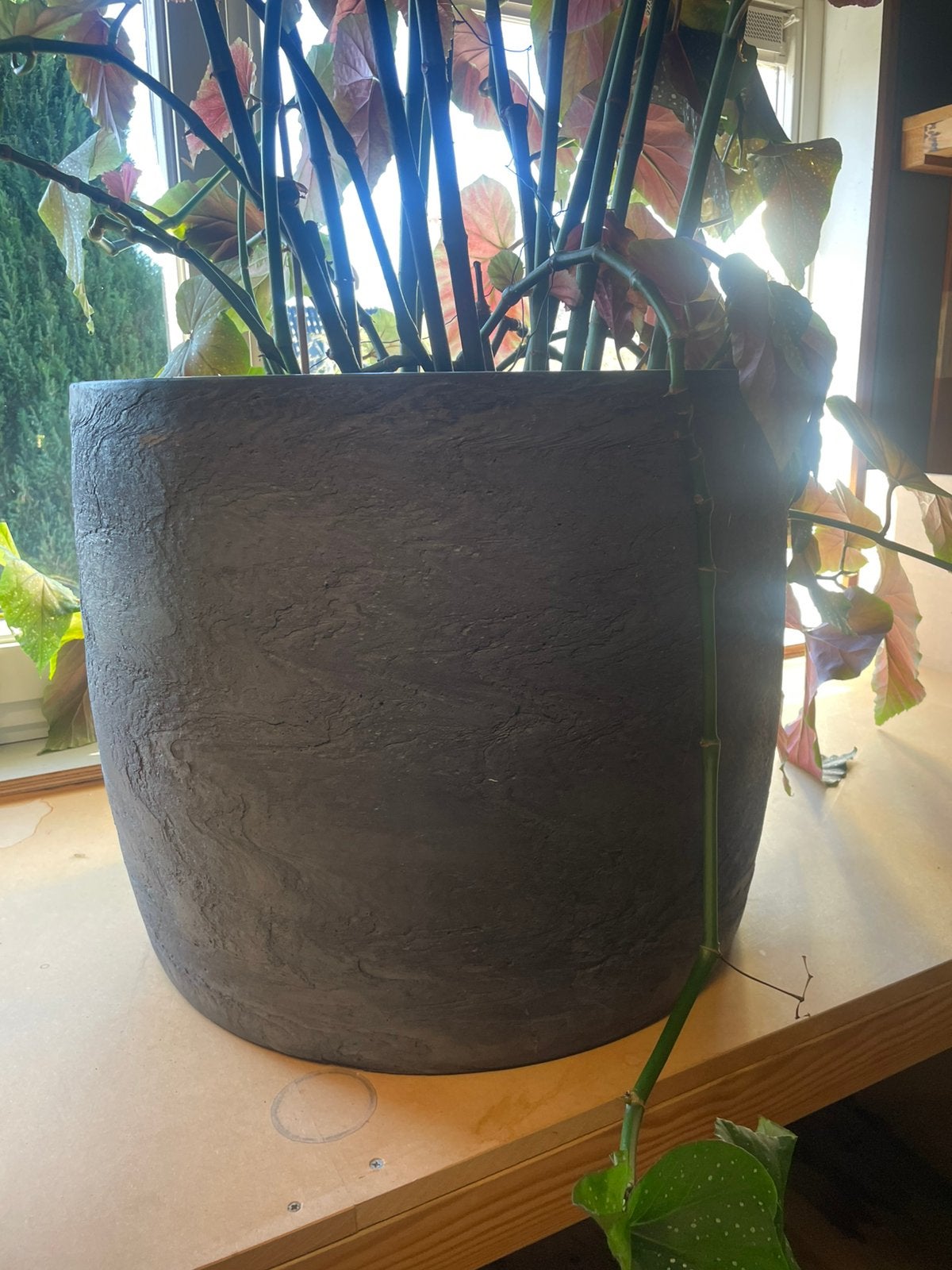 MARIN grote grijze bloembak plantenbak buiten 70cm, Tuin en Terras, Bloempotten, Ophalen, Kunststof, Rond, Binnen