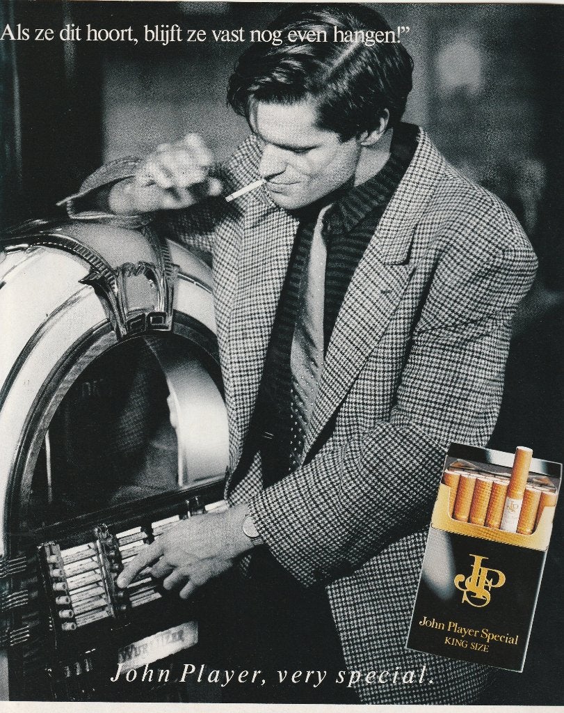 Retro reclame 1989 John Player Special sigaretten jukebox, Verzenden, Overige typen