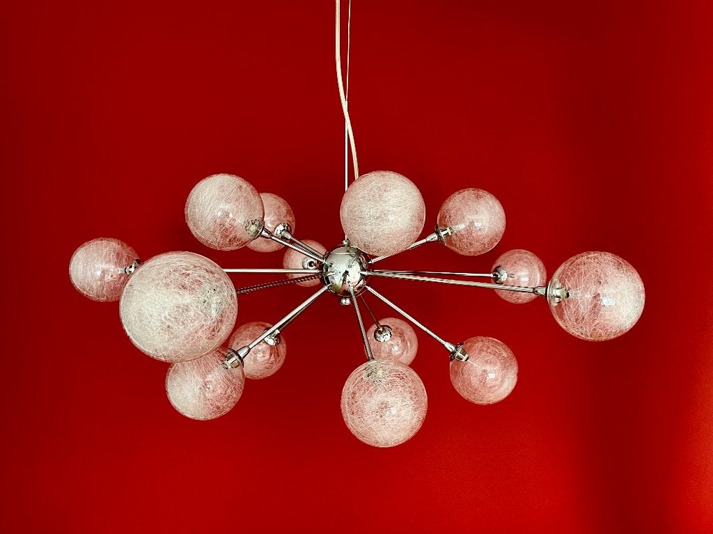 Vintage lamp - Massive Barbarossa Sputnik 15 bollen van glas, Ophalen, Gebruikt, Glas, 50 tot 75 cm