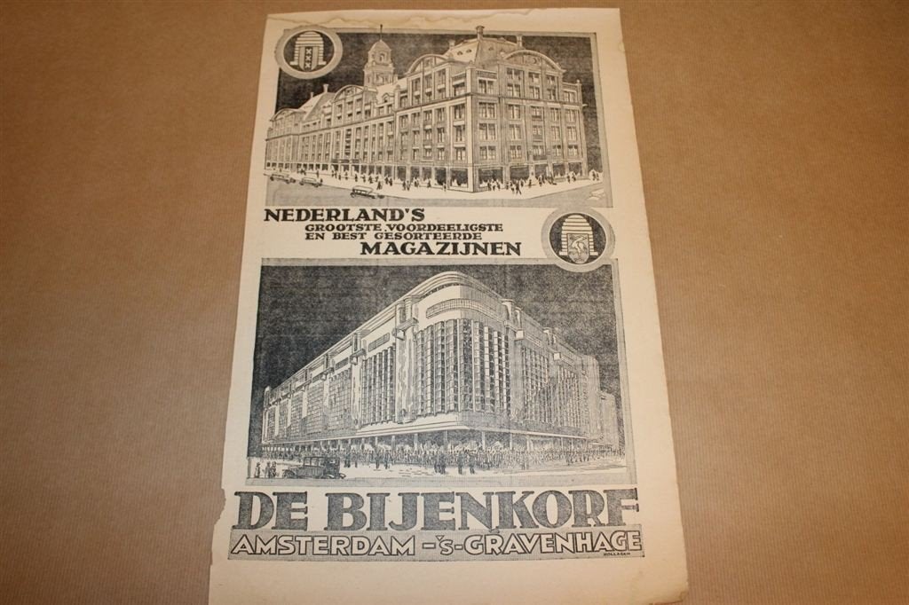 Originele advertentie/affiche - De Bijenkorf - 1928 !!, Ophalen of Verzenden, Gebruikt, Overige typen