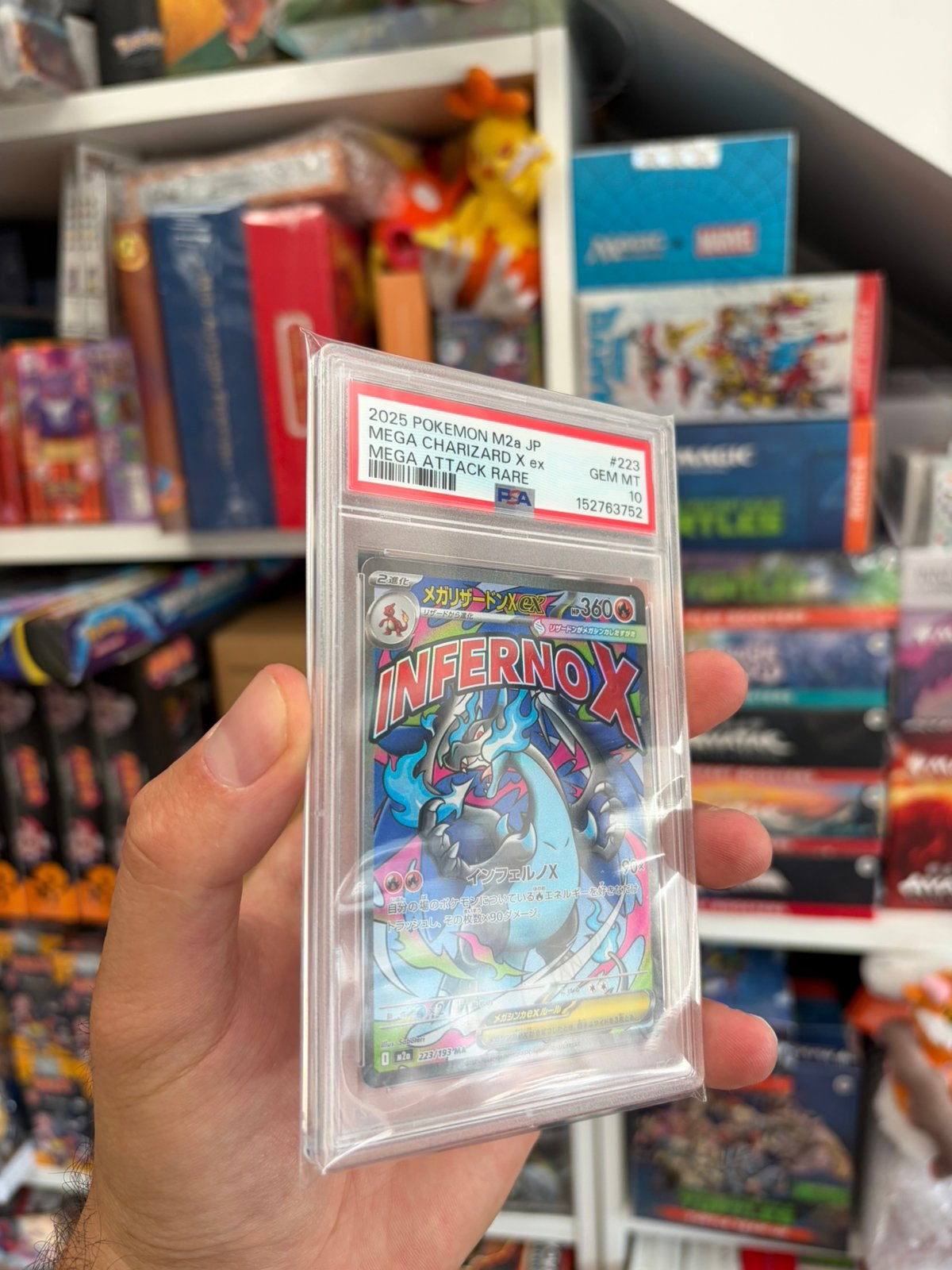 PSA 10 Mega Charizard X ex #223/193 Mega Attack M2a Japanese, Ophalen of Verzenden, Zo goed als nieuw