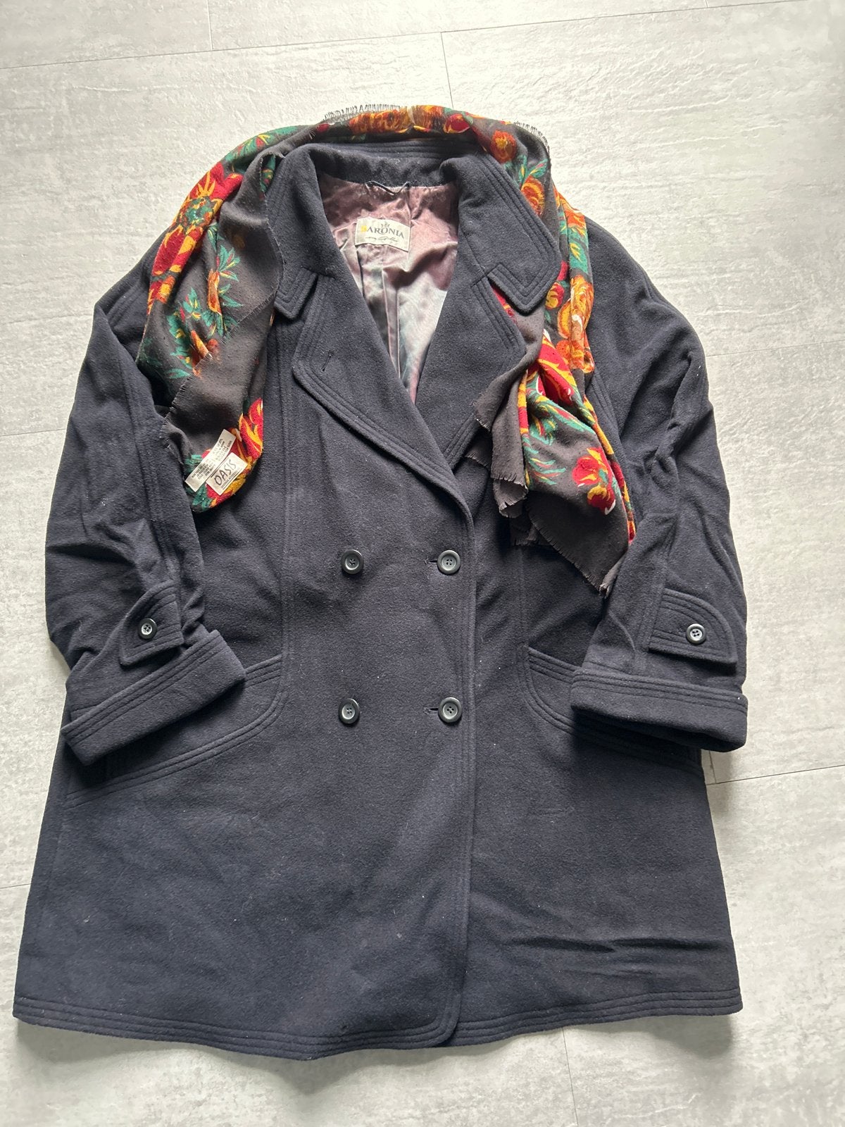 Baronia wollen jas met sjaal - Maat 40, Kleding | Dames, Ophalen of Verzenden, Zo goed als nieuw, Maat 38/40 (M), Blauw