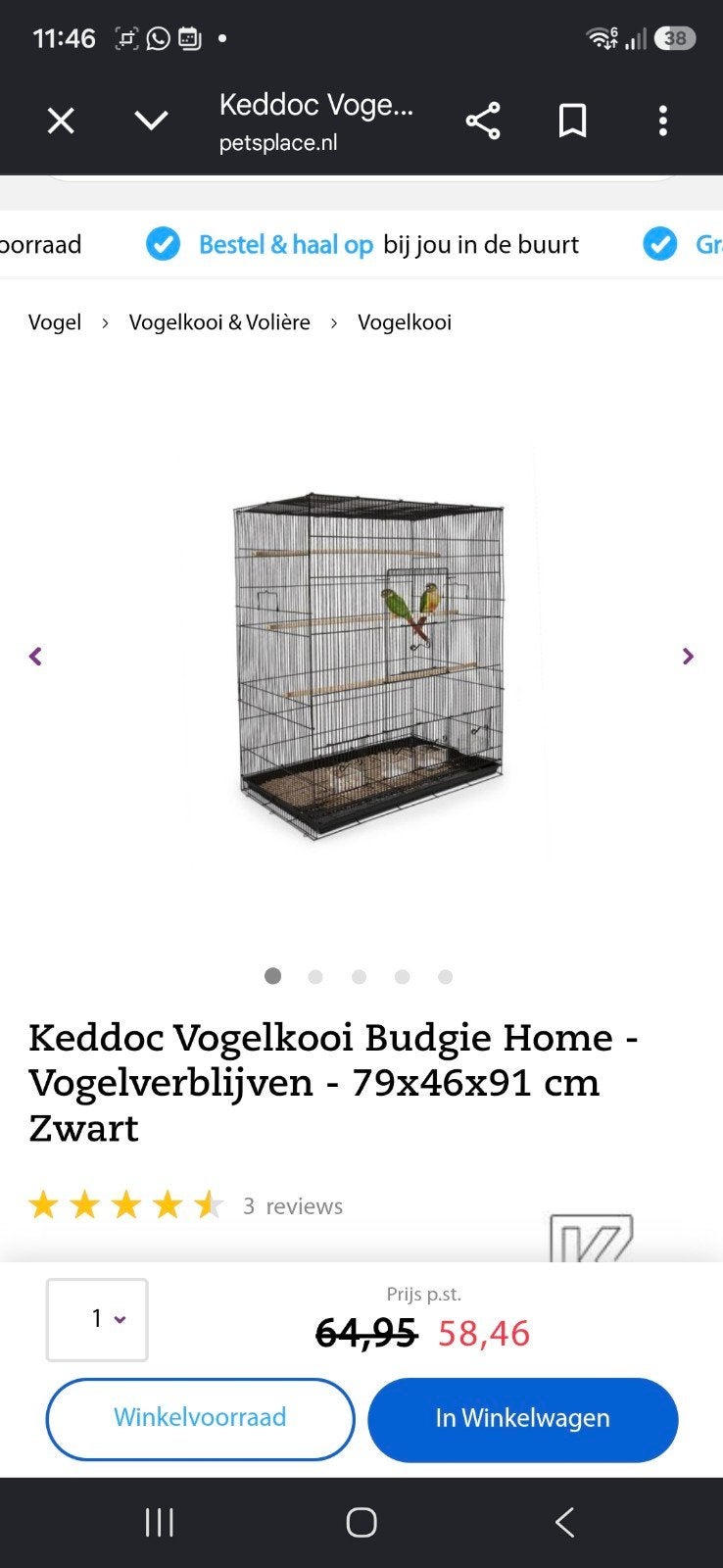 Vogel kooi zwart, Ophalen, Metaal, Vogelkooi