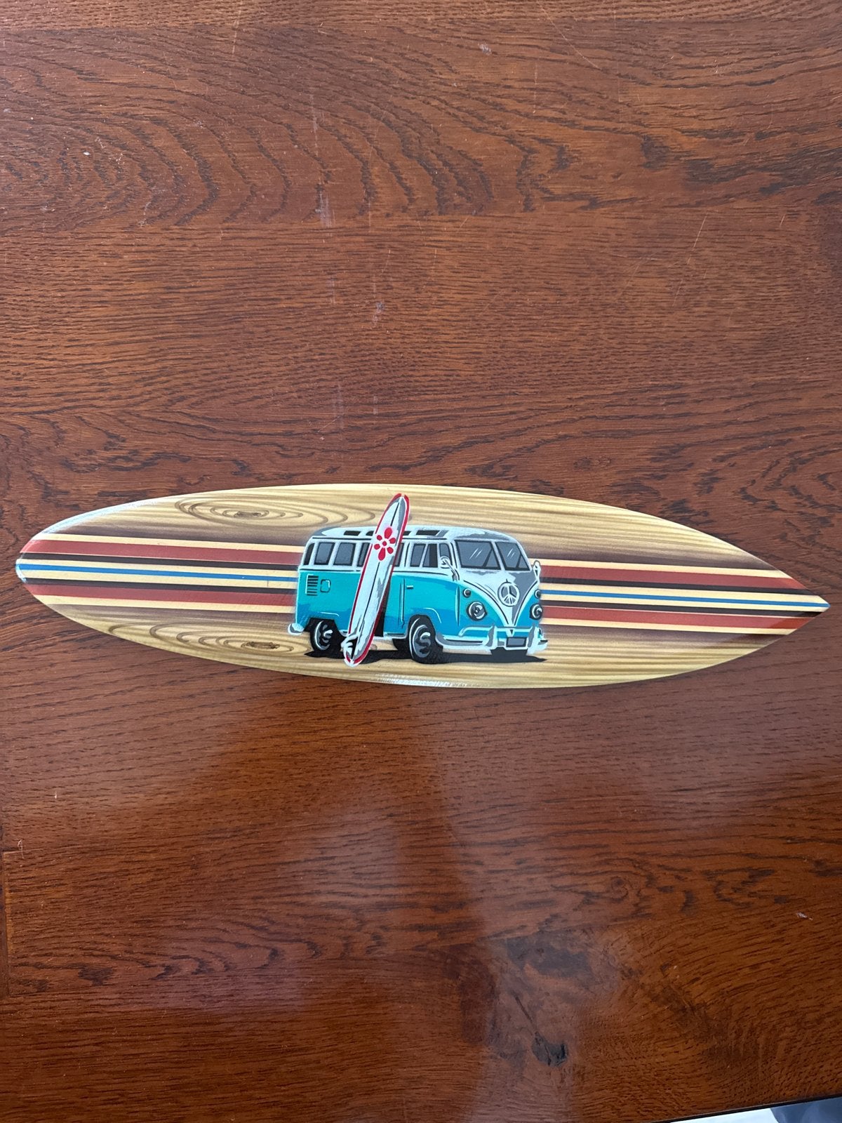 Wanddecoratie Surfboard met VW-busje, Hout, Decoratieobject, Ophalen of Verzenden, Zo goed als nieuw