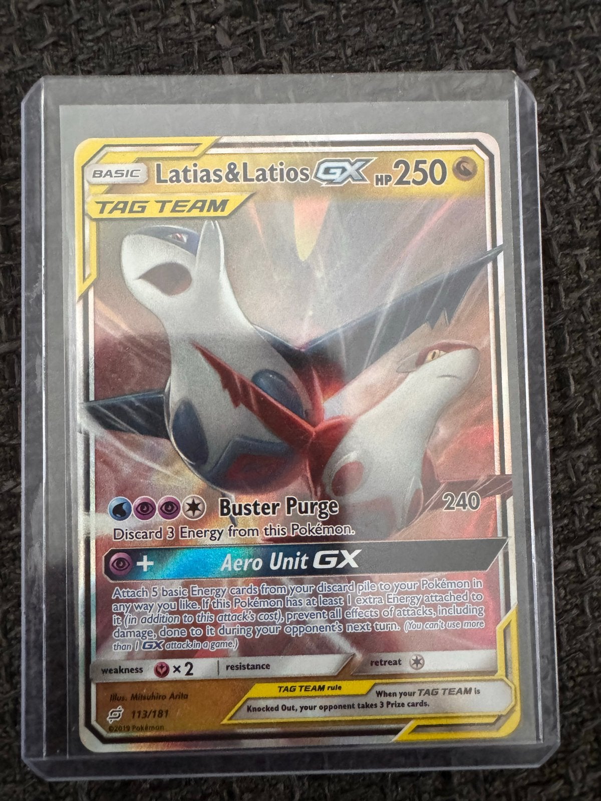 Latias & Latios GX TAG TEAM Pokémon kaart, Ophalen of Verzenden, Zo goed als nieuw, Losse kaart