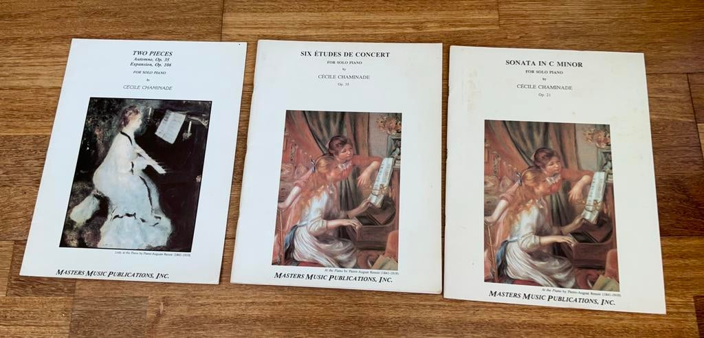 3 pianoboeken Cecile Chaminade,two pieces,six etudes concert, Muziek en Instrumenten, Bladmuziek, Ophalen of Verzenden, Zo goed als nieuw