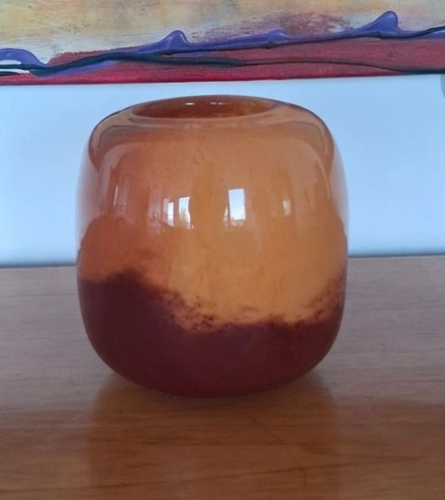 Sfeervolle handgemaakte glazen vaas – Oranje / Rood / Bruin, Ophalen of Verzenden