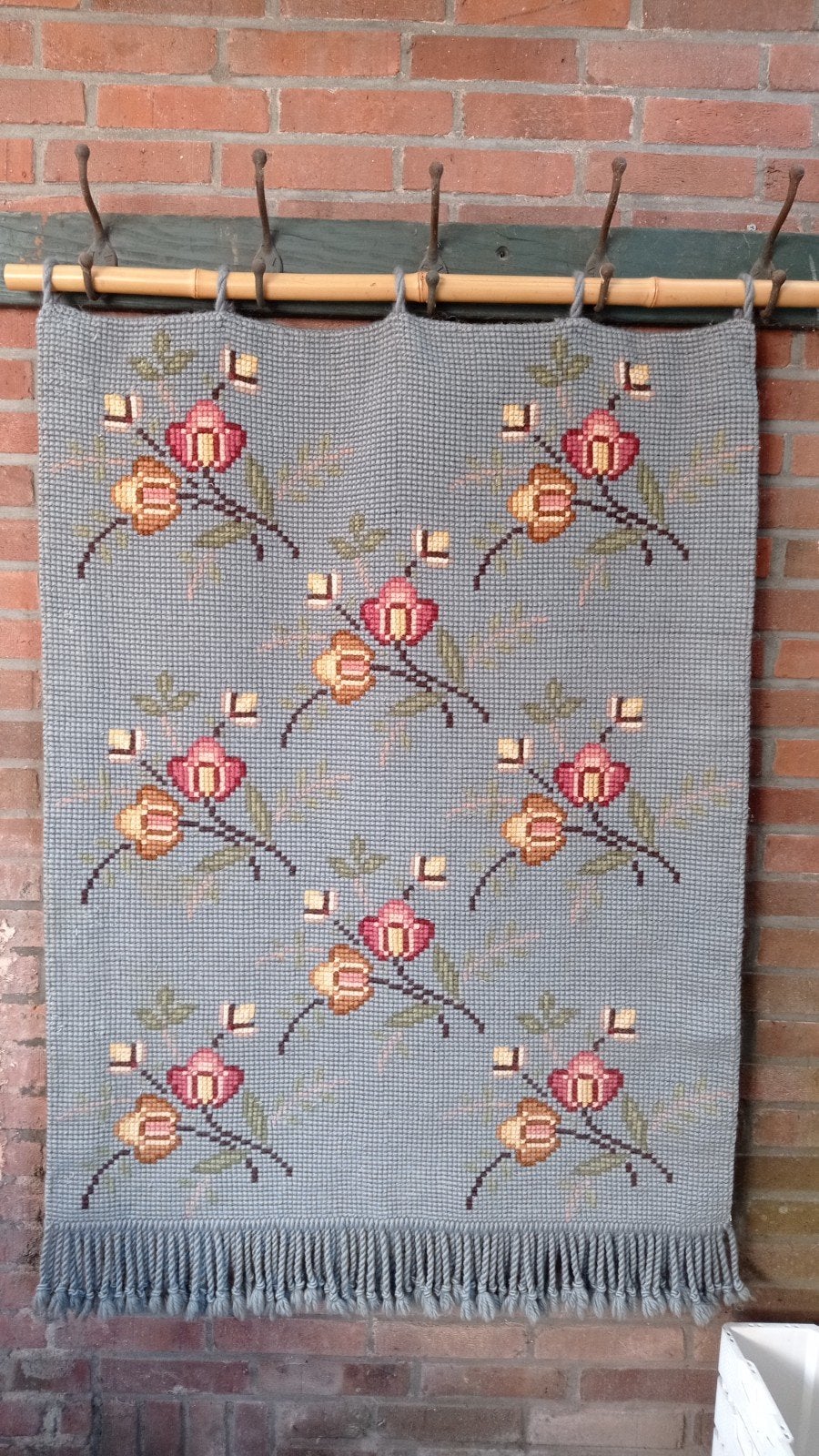 Geborduurd wandkleed, Ophalen, Gebruikt, Wandhanger, Natuurlijk materiaal