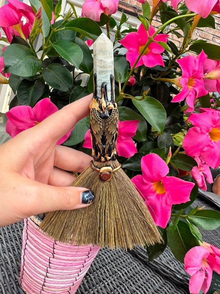 Blue Aragonite Witch Broom • Angel Wings • Red Jasper, Ophalen of Verzenden, Mineraal