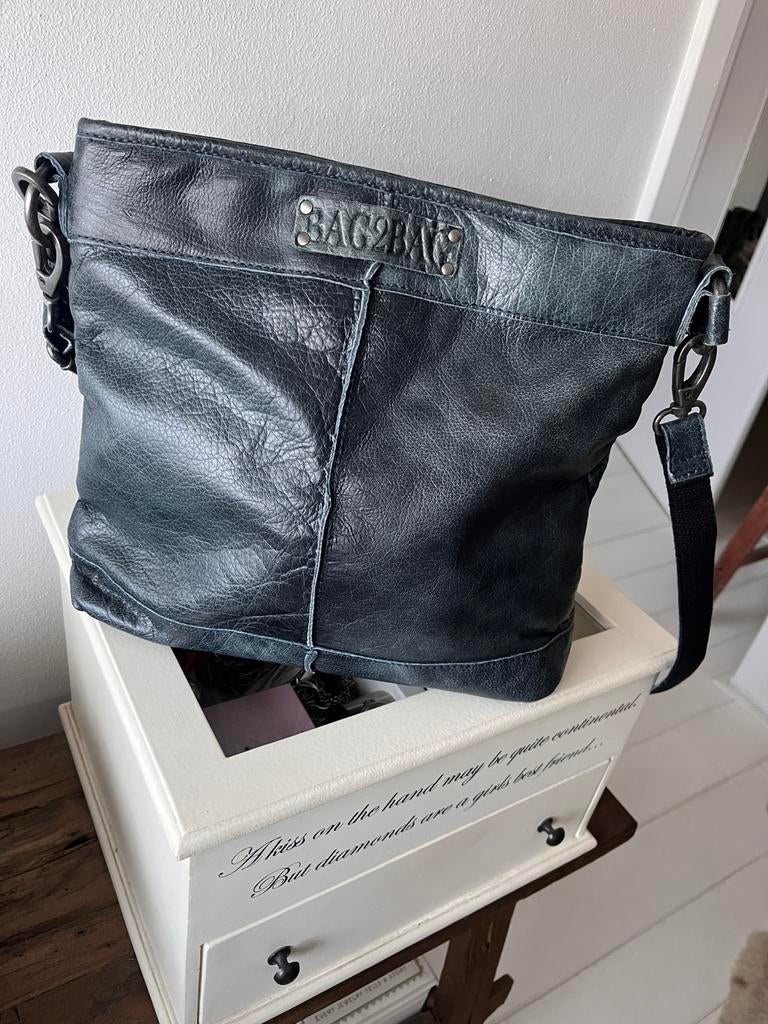 Leren tas Bag2bag, Ophalen of Verzenden, Zo goed als nieuw, Blauw