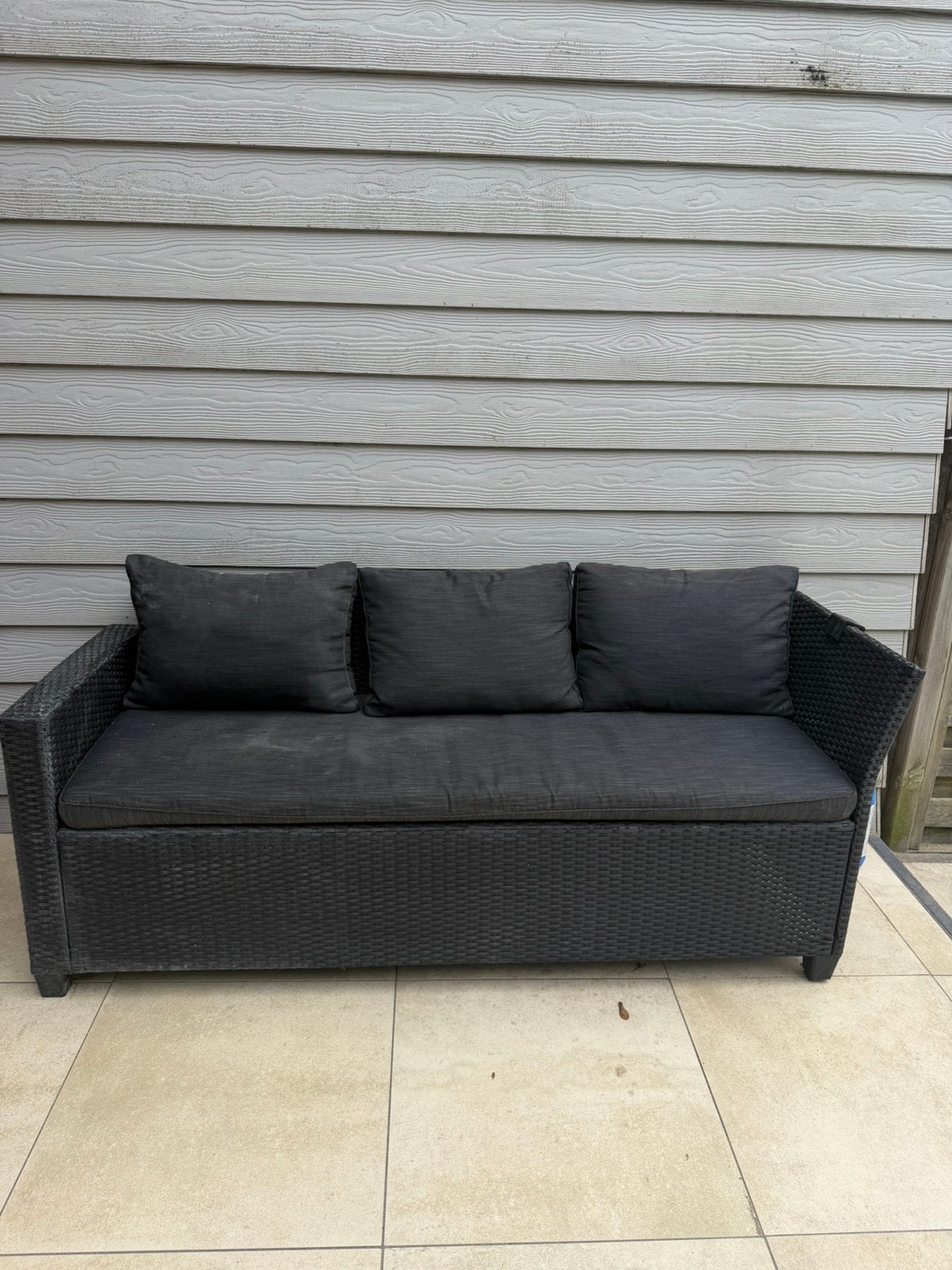 Lounge tuin hoekbank zwart, Ophalen of Verzenden, Zo goed als nieuw, Kunststof