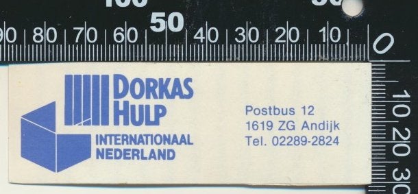 Sticker: Dorkas Hulp - Andijk, Verzamelen, Stickers, Zo goed als nieuw, Bedrijf of Vereniging, Ophalen of Verzenden