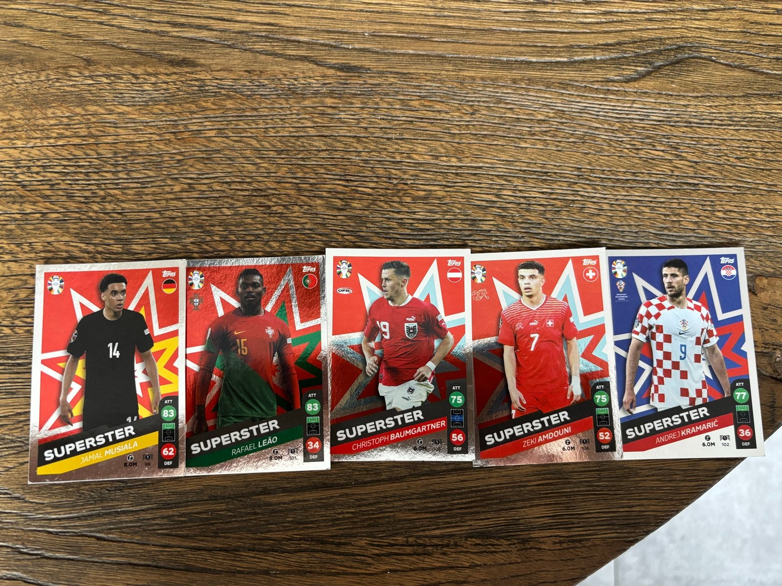 9 Superster Match Attax UEFA Euro 2024 kaarten - Lidl editie, Verzamelen, Sportartikelen en Voetbal, Ophalen of Verzenden, Zo goed als nieuw