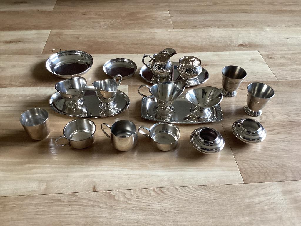 VERZAMELING 3 roomstellen, en 10 ander VERZILVERDE items, Antiek en Kunst, Ophalen of Verzenden, Zilver