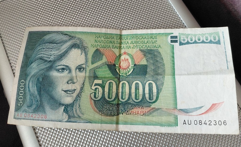 50000 sfr yugoslavia dinar teab, Ophalen of Verzenden, Joegoslavië, Los biljet