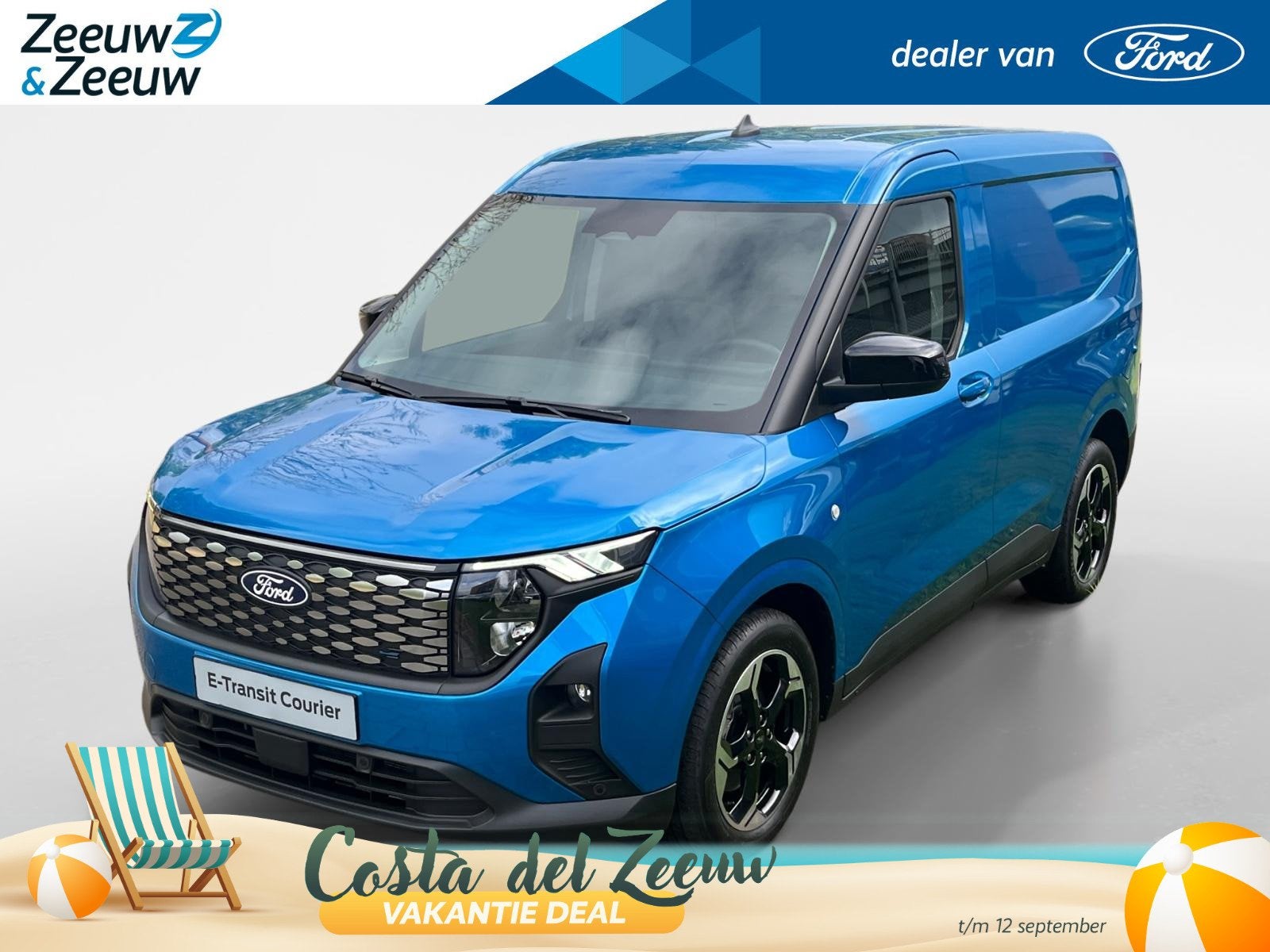 Ford E-Transit Courier Limited 44 kWh 136 pk | DEMO voertuig, Auto's, Bestelauto's, Met garantie (alle), Blauw, 44 kWh, Origineel Nederlands