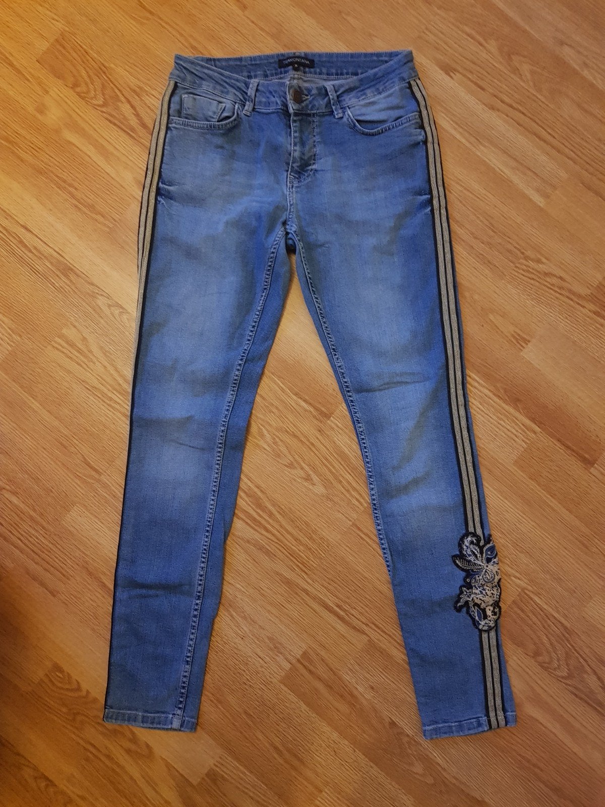 Prachtige Tramontana skinny jeans met bies & borduurwerk– 36, Blauw, Tramontana, Ophalen of Verzenden, Zo goed als nieuw