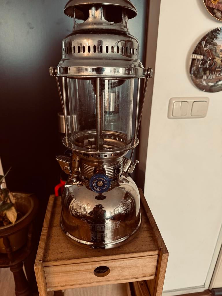 Petromax HK500 Petroleumlamp met Houten Kist en Accessoires, Ophalen, Gebruikt, Overige typen