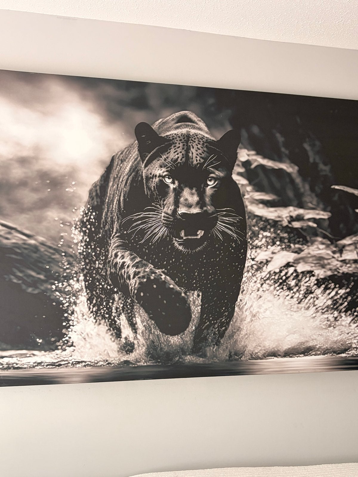 Indrukwekkend Zwart-wit Panter Schilderij - 180x100 cm, Ophalen, Gebruikt, 125 cm of meer, Schilderij