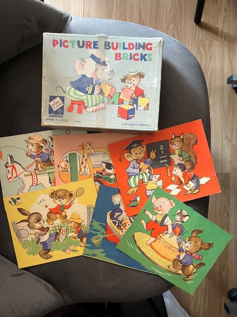 Houten blokken puzzel vintage, Ophalen of Verzenden, 10 tot 50 stukjes, Gebruikt, Van hout