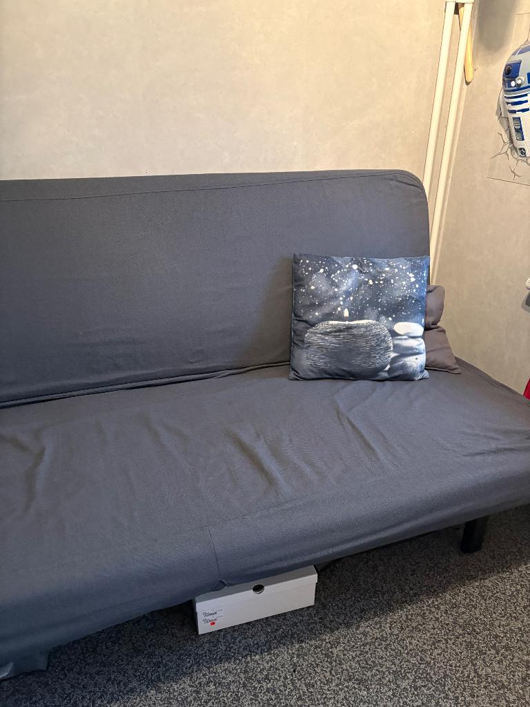 3-zits slaapbank met binnenveringsmatras, Ophalen, Zwart, Tweepersoons, 140 cm