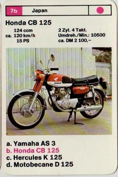 Kw1136 motorkaartje 7b honda cb 125, Ophalen of Verzenden, Zo goed als nieuw, Motoren