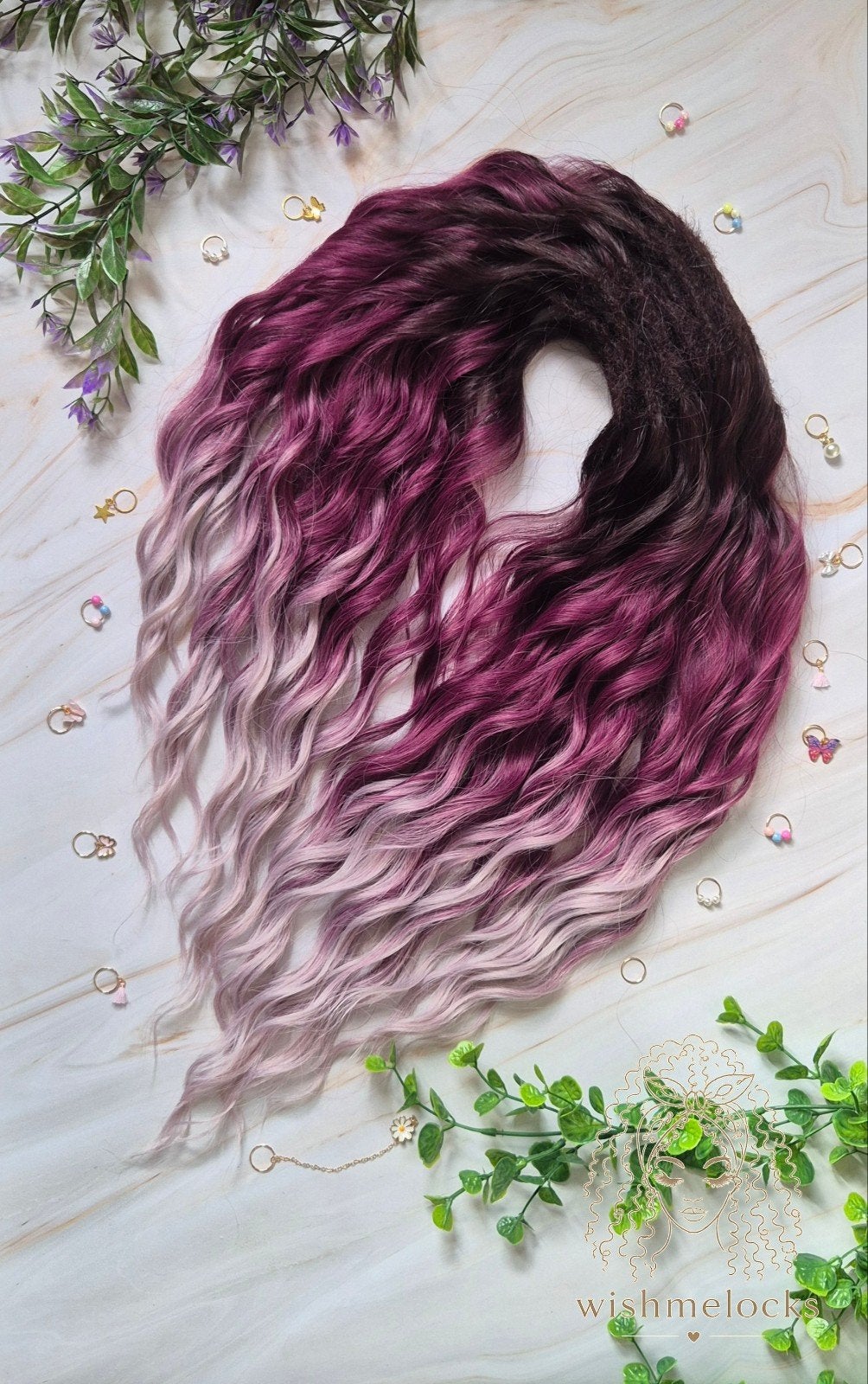 Dreadlocks full head 50DE paars pruim ombre zacht herbrui, Ophalen of Verzenden, Pruik of Haarverlenging