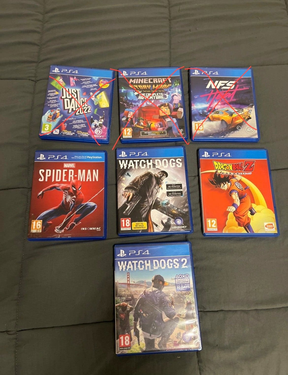 PS4 Games: Just Dance 2022, Spider-Man, Watch Dogs 1 & 2, Dr, Spelcomputers en Games, Avontuur en Actie, Online, Gebruikt, Vanaf 18 jaar