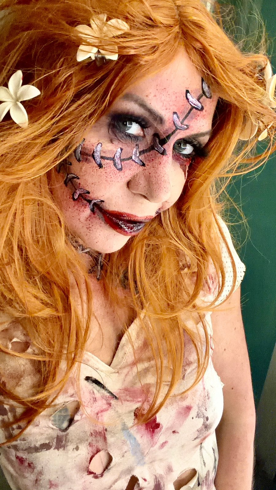 Orange/rode pruik, Ophalen of Verzenden, Zo goed als nieuw, Hoed of Pruik, Halloween of Griezel
