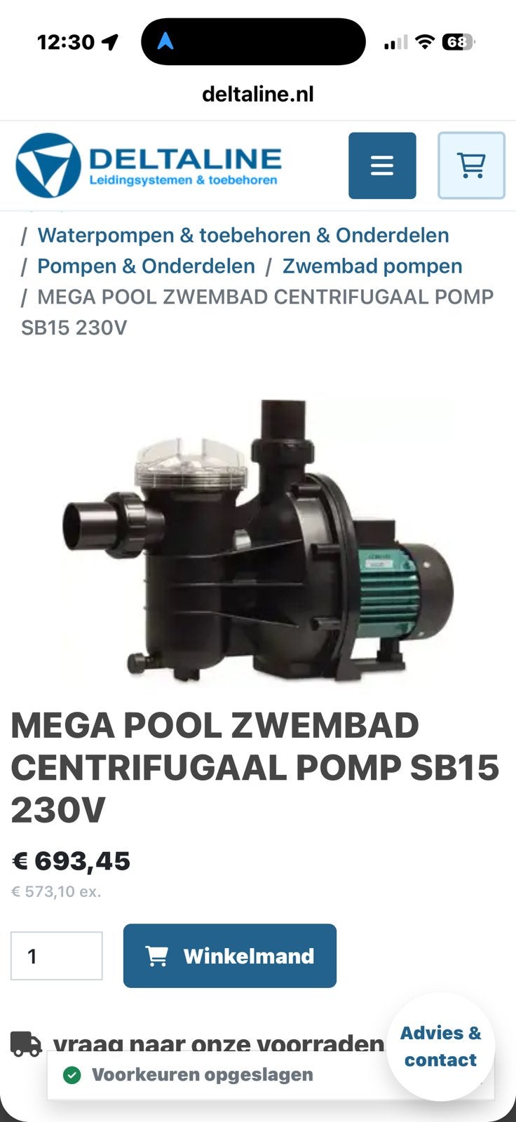 Mega Pool & Spa Pomp SB15 - 1.5 HP Zwembadpomp, Ophalen of Verzenden, Zo goed als nieuw, Zwembadpomp