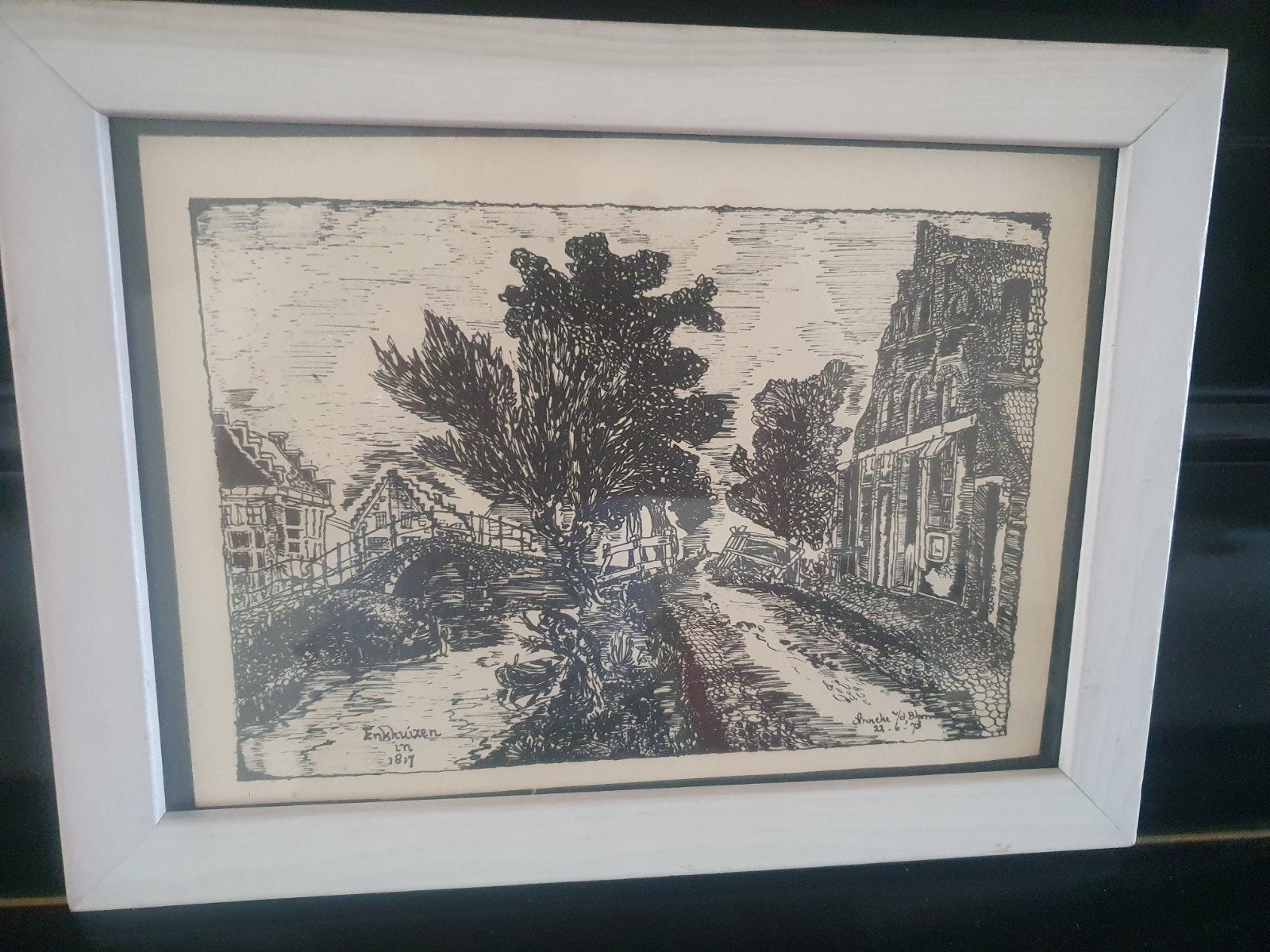Enkhuizen Bocht / Zuiderspui / spuihuis in 1817 A vd Blom, Antiek en Kunst, Ophalen