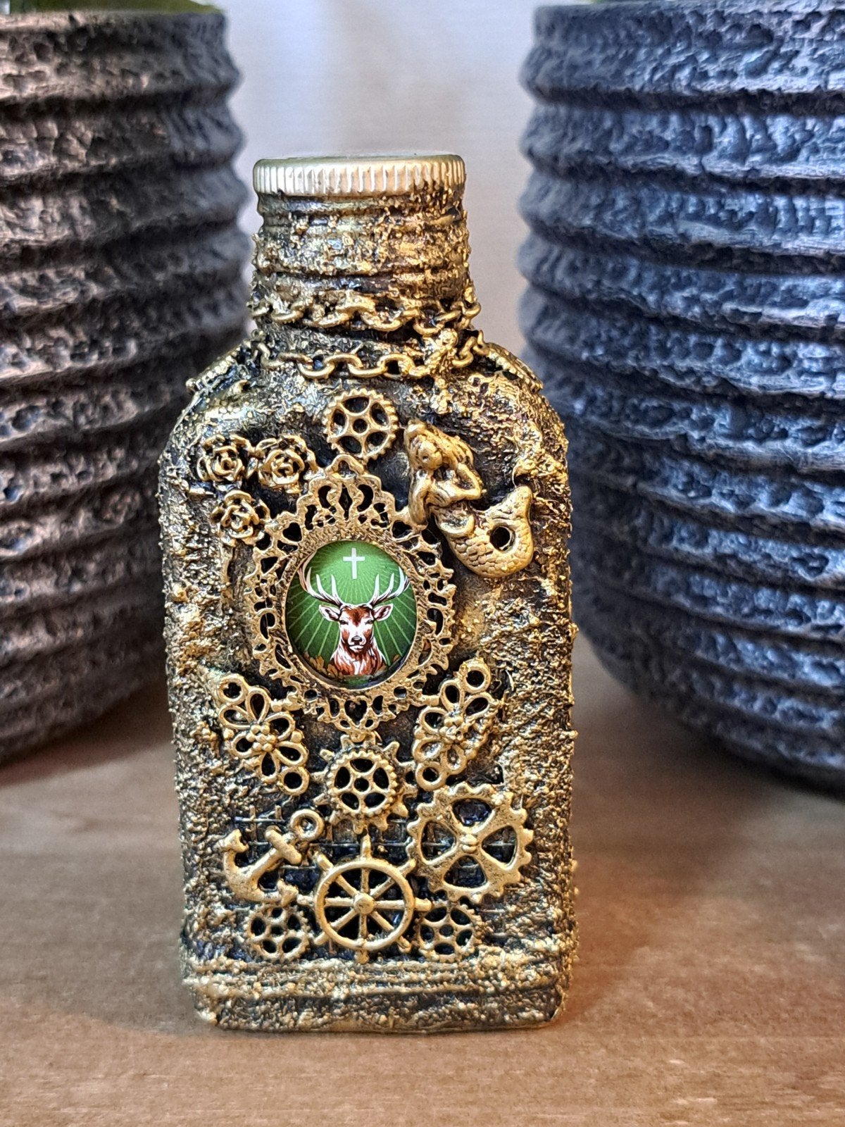 Steampunk Jägermeister flesje, Antiek en Kunst, Ophalen of Verzenden