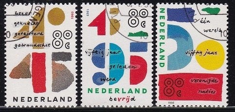 2636 - Nederland nvph 1643/1645 gestempeld , 2e wereldoorlog, Postzegels en Munten, Verzenden, Na 1940, Gestempeld