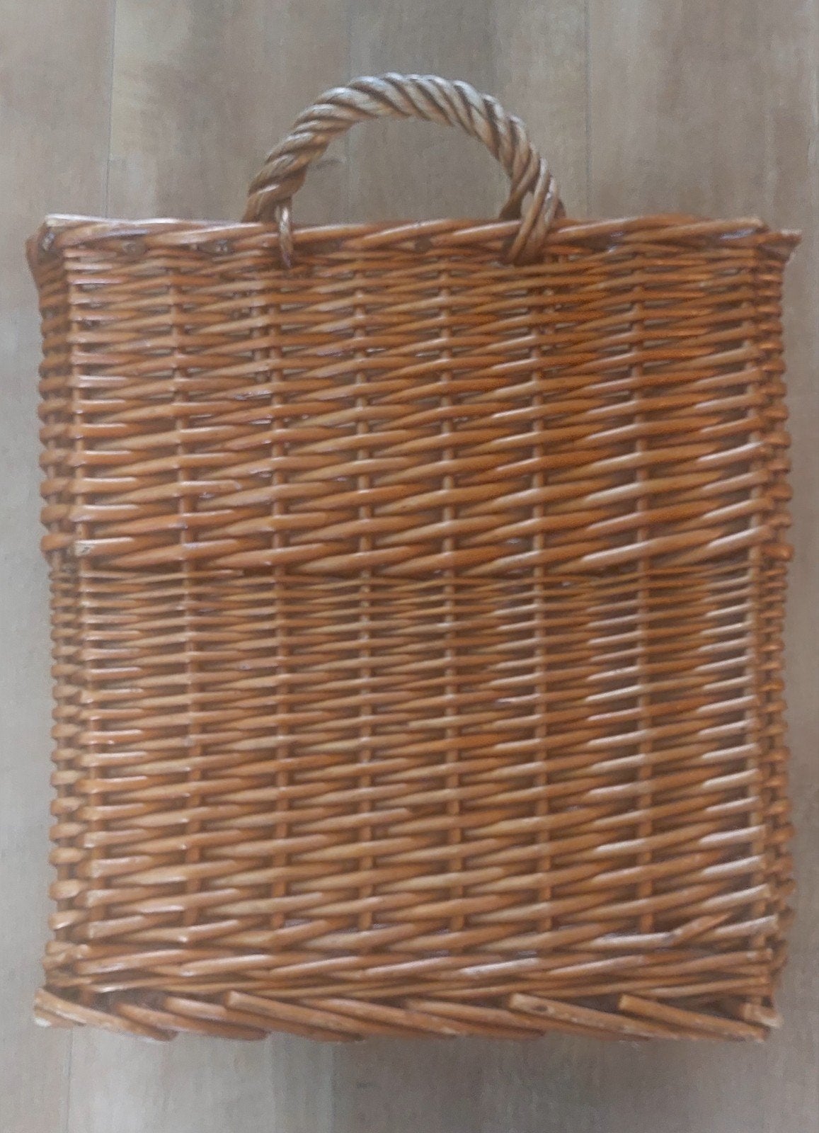Grote rieten mand / haardhoutmand met handvatten – Vierkant, Ophalen, Gebruikt, Riet