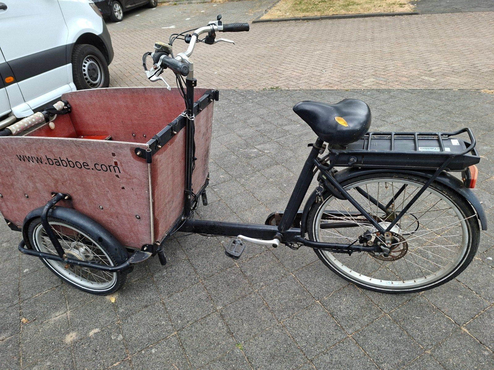 bakfiets babboe kan elektrisch prijs 275,-, 4 kinderen of meer, Gebruikt, Elektrisch, Schijfrem