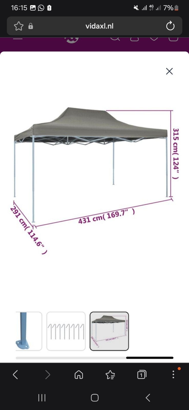 opvouwbare tent NIEUW!, Tuin en Terras, Ophalen, Nieuw, Minder dan 5 meter, Opvouwbaar