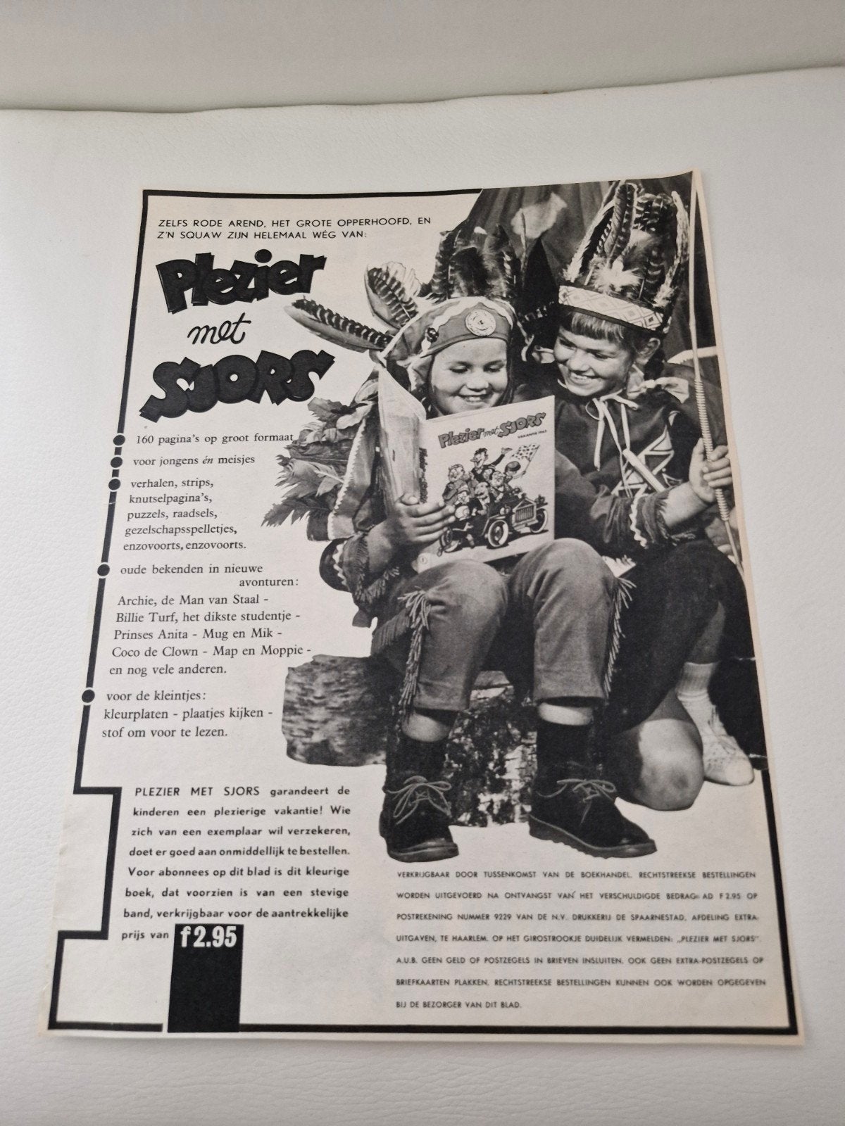 Plezier met Sjors - Vintage Advertentie (ca. 32x24 cm), Eén stripboek, Ophalen of Verzenden, Gelezen