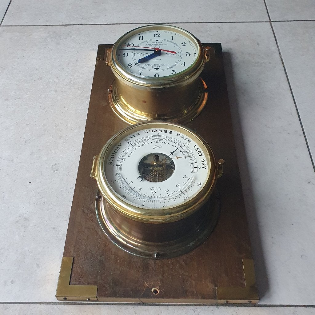 Schatz - getijdenmeter en scheepsbarometer- geel koper, Audio, Tv en Foto, Gebruikt, Onbekend, Ophalen of Verzenden, Schatz