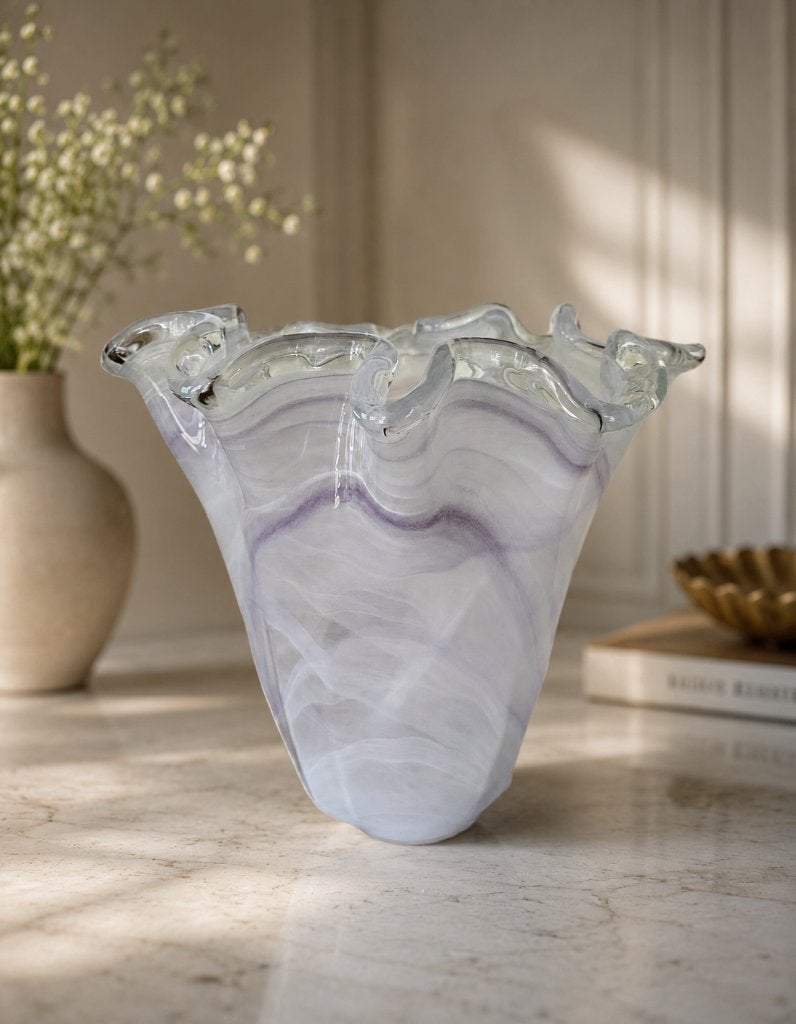 Grote paars / wit gewolkte Murano vaas. Vintage, Ophalen of Verzenden