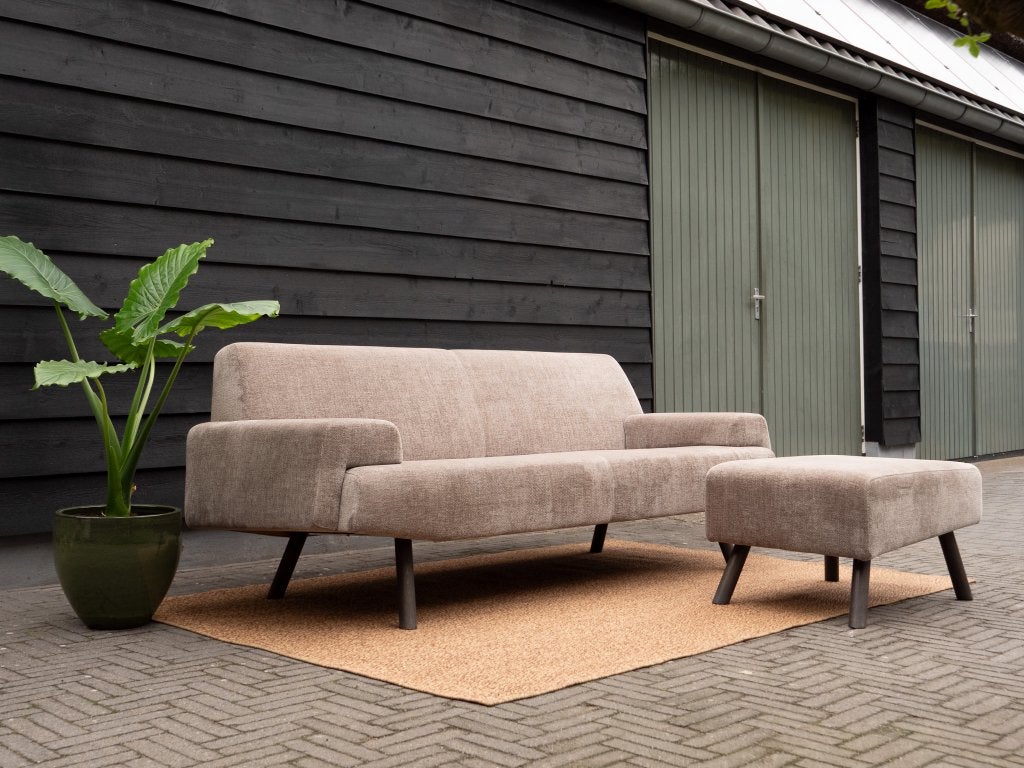 Havee Cloak Sky | 3 zits design bank en hocker | Beige, Randweg 18  4104 AC, Culemborg, Hout, Havee Meubelen B.V., Driepersoons