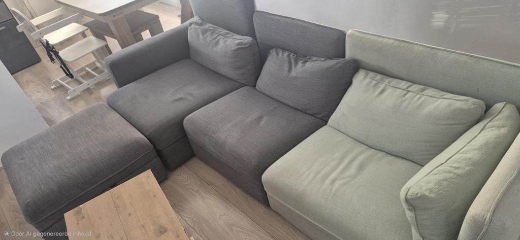 2e hands bank, 4 zits met hocker, Ophalen, Gebruikt, 75 tot 100 cm, 200 tot 250 cm