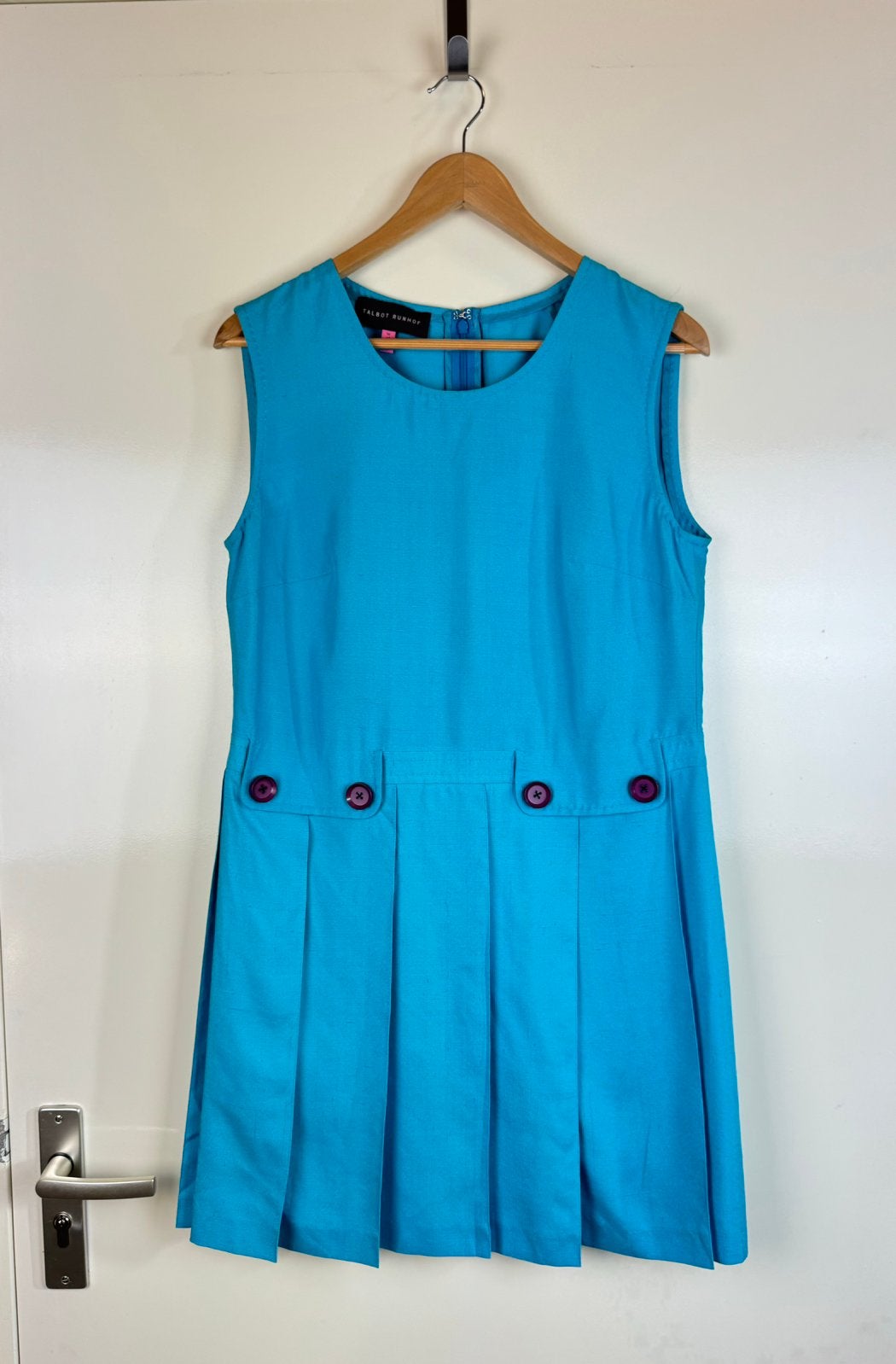 TALBOT RUNHOF Defile 100% Silk Zijde Mini Dress Pleated M, Maat 38/40 (M), Blauw, Ophalen of Verzenden, Zo goed als nieuw