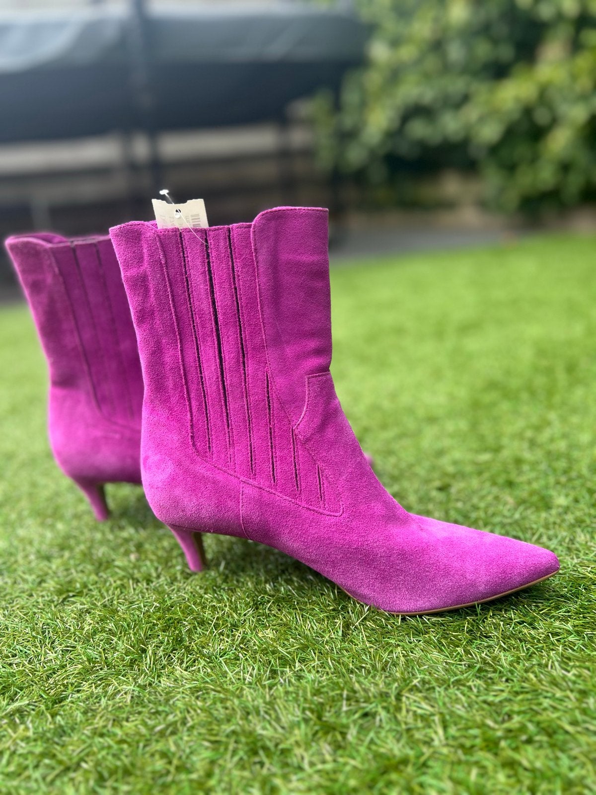 Nieuwe Roze Suède Babouche Enkellaarzen met Klein Hakje, Ophalen of Verzenden, Nieuw, Roze, Lage of Enkellaarzen