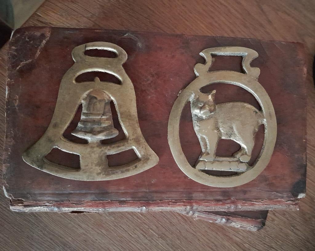 ~ Oude Engelse Messing Paarden Medaillons Paarden Ornamenten, Ophalen of Verzenden